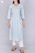 Slub Cotton Angarakha Kurta In Striped Block Print