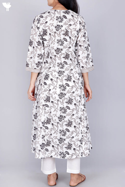 Cambric Cotton Dress In Graphic Block Print