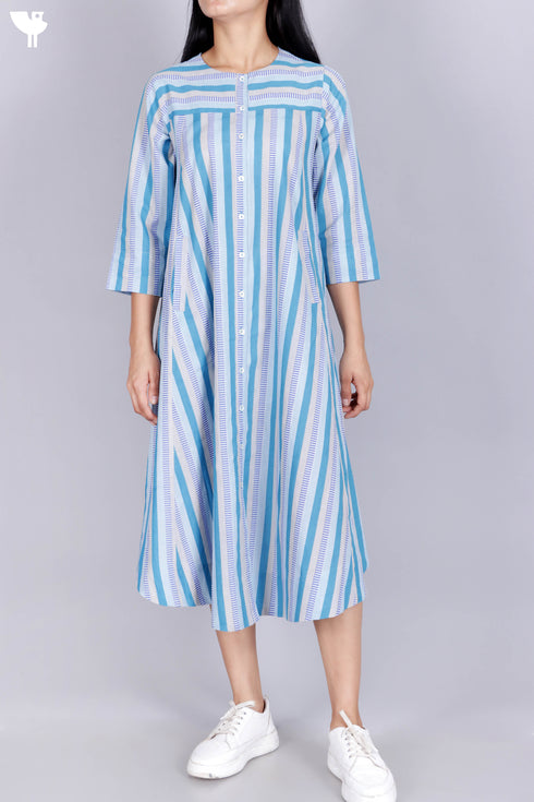 Cambric Cotton Dress In Graphic Print
