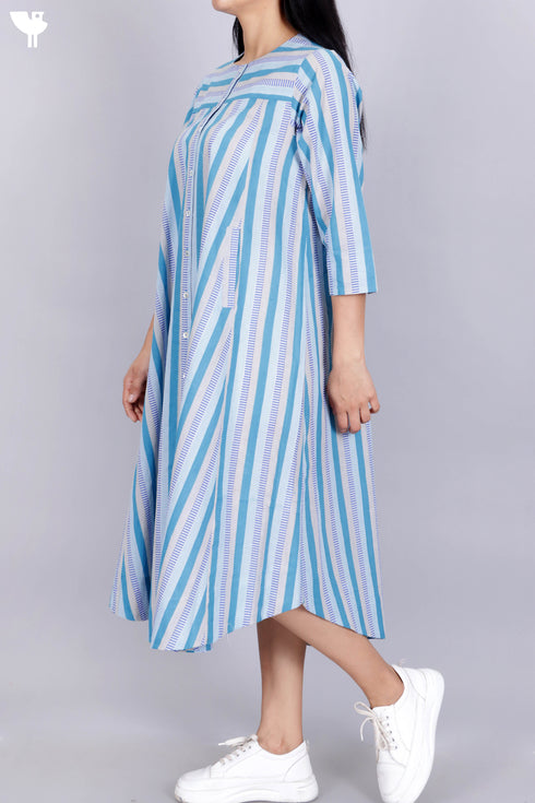 Cambric Cotton Dress In Graphic Print