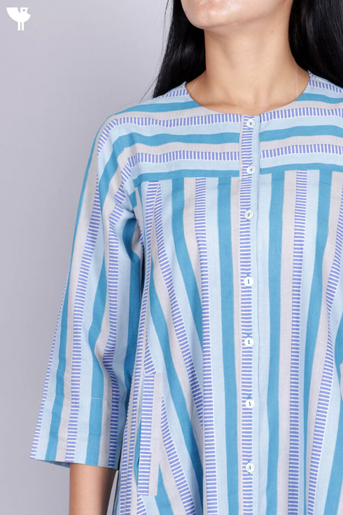 Cambric Cotton Dress In Graphic Print