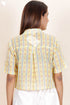 Cambric Cotton Crop Top In Graphic Block Print