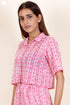 Mulmul Cotton Crop Top In Floral Block Print