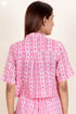 Mulmul Cotton Crop Top In Floral Block Print
