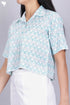 Cambric Cotton Crop Top In Graphic Block Print