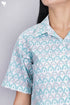 Cambric Cotton Crop Top In Graphic Block Print