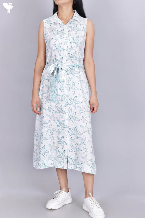 Rayon Shirt Dress In Graphic Block Print