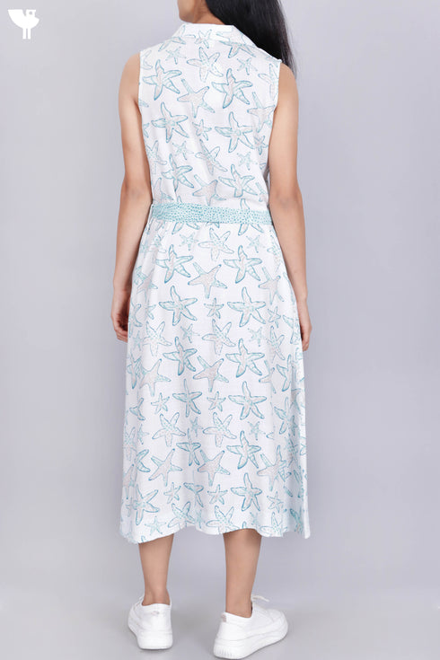Rayon Shirt Dress In Graphic Block Print