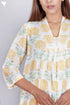 Mulmul Cotton Dress In Floral Block Print
