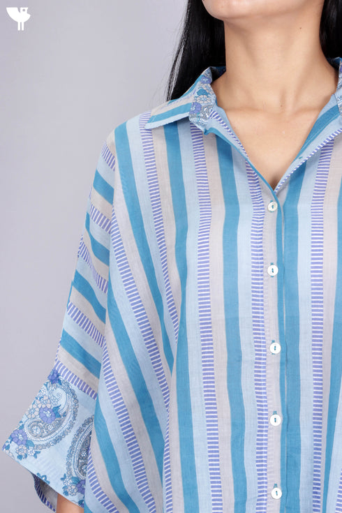 Mulmul Cotton Boxy Shirt In Graphic Print