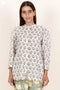 Mulmul Cotton Button Down Topin Floral Block Print