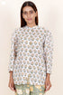 Mulmul Cotton Button Down Topin Floral Block Print