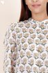 Mulmul Cotton Button Down Topin Floral Block Print