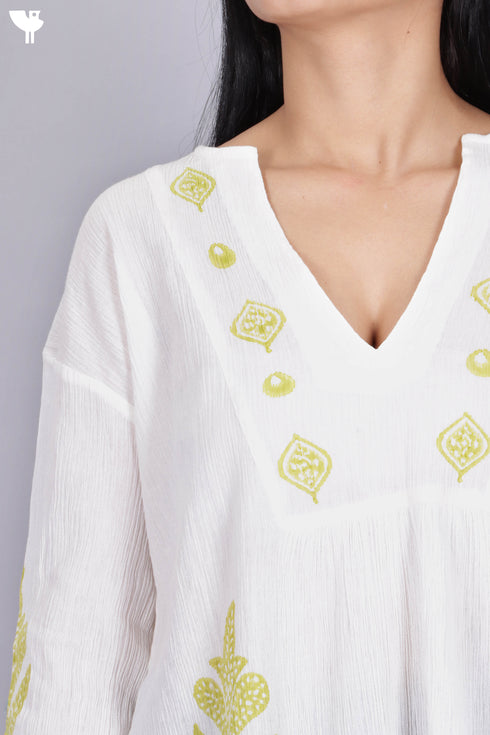 Crepe Cotton Top In Graphic Block Print