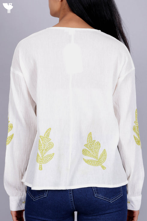 Crepe Cotton Top In Graphic Block Print