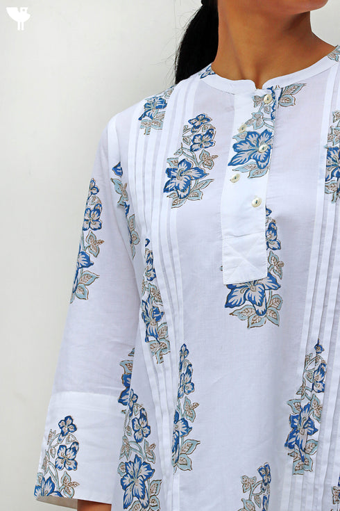 Cambric Cotton Co-Ord Set In Floral Block Print