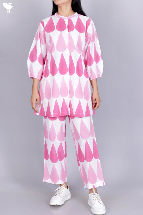 Cambric Cotton Co-Ord Set In Graphic Block Print