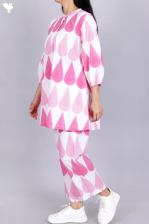 Cambric Cotton Co-Ord Set In Graphic Block Print