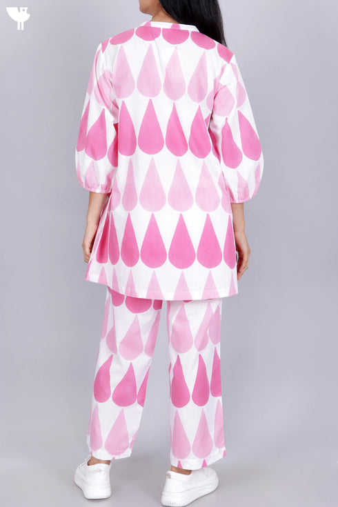 Cambric Cotton Co-Ord Set In Graphic Block Print