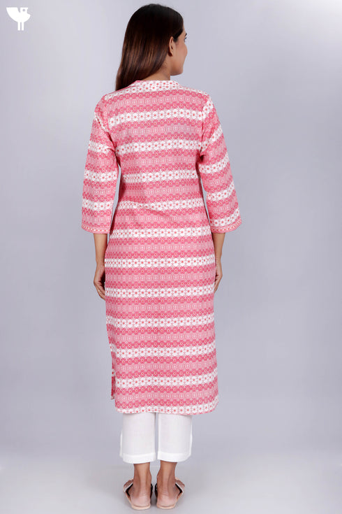 Cambric Cotton Kurta In Floral Print
