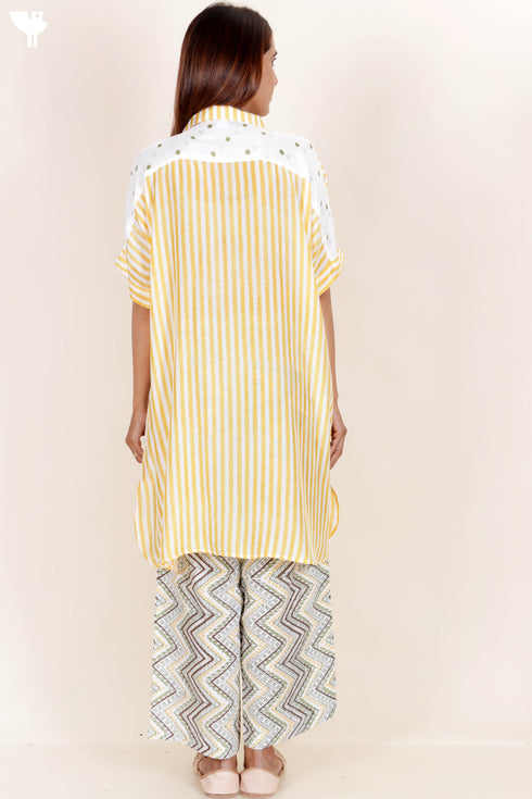 Modal Silk Boxy Shirt In Graphic Block Print