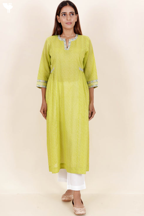 Mulmul Cotton Dress With Gota Patti Embroidery