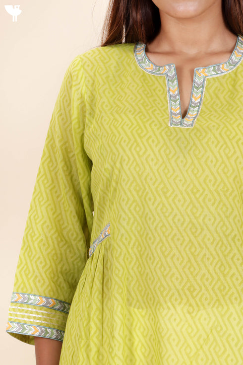Mulmul Cotton Dress With Gota Patti Embroidery