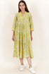 Modal Silk Dress In Floral Block Print