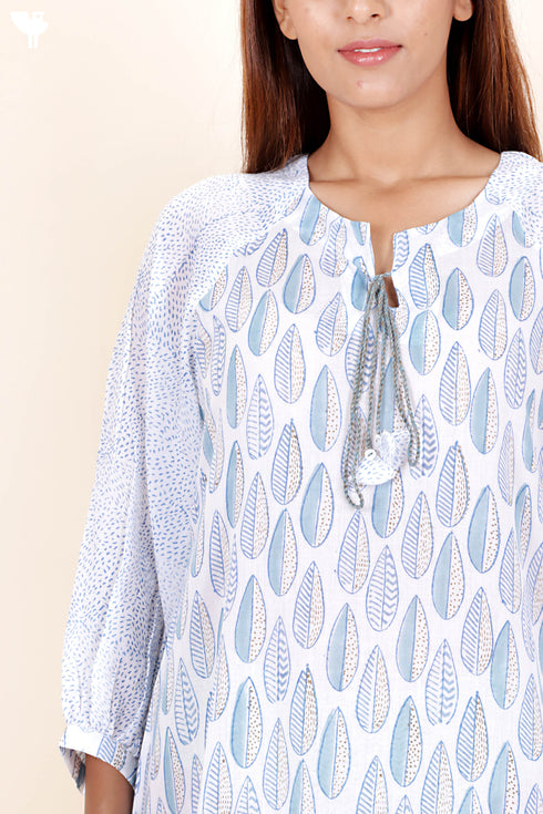 Mulmul Cotton Midi DressIn Graphic Block Print