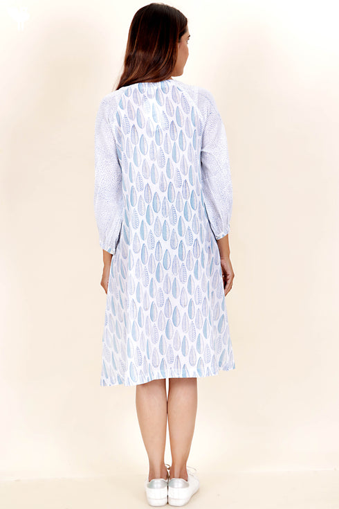 Mulmul Cotton Midi DressIn Graphic Block Print
