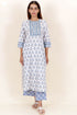 Slub Cotton Kurta In Floral Block Print