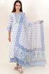 Slub Cotton Kurta In Floral Block Print