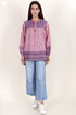 Mulmul Cotton Peasant Top In Floral Block Print