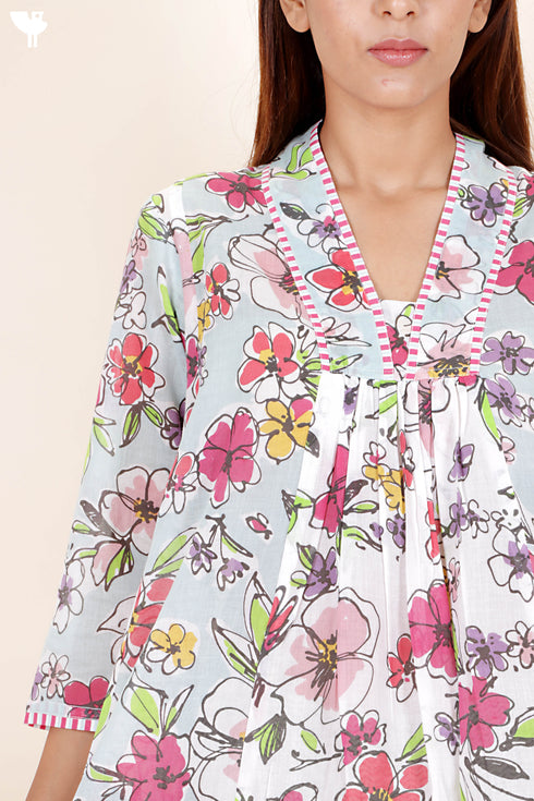 Mulmul Cotton Dress In Floral Print