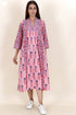 Cambric Cotton Dress In Floral Block Print