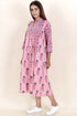 Cambric Cotton Dress In Floral Block Print