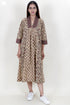 Cambric Cotton Dress In Floral Block Print