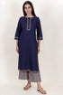 Linen Kurta In Floral Block Print