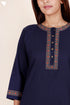 Linen Kurta In Floral Block Print