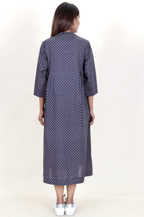 Cambric Cotton Dress In Block Print