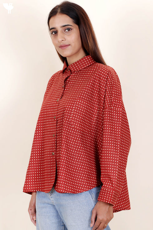 Cambric Cotton Shirt In Block Print