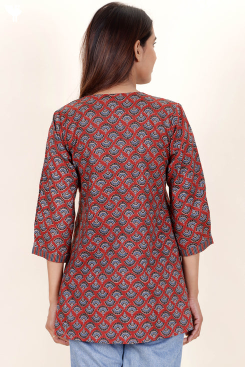 Cambric Cotton Top In Block Print