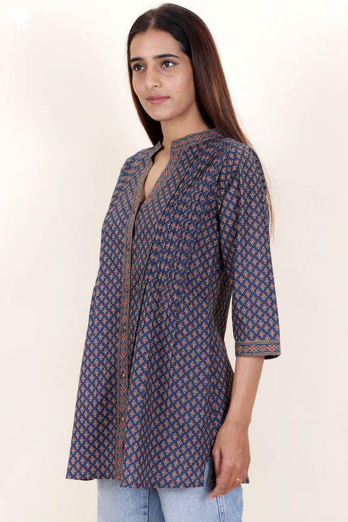 Cambric Cotton Top In Block Print