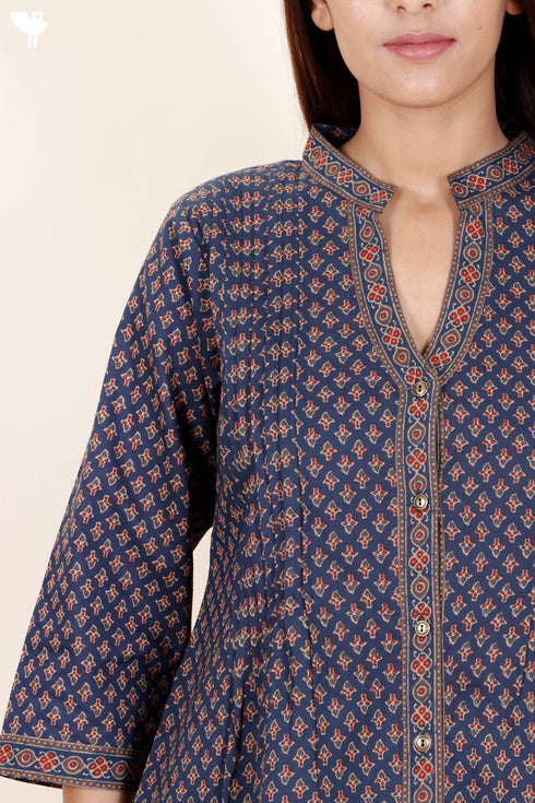 Cambric Cotton Top In Block Print
