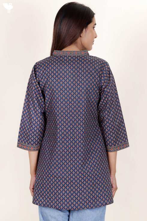 Cambric Cotton Top In Block Print