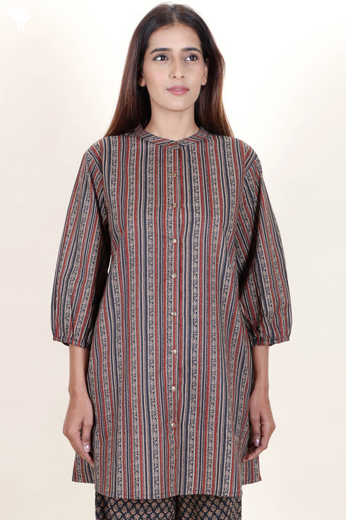 Cambric Cotton Top In Block Print