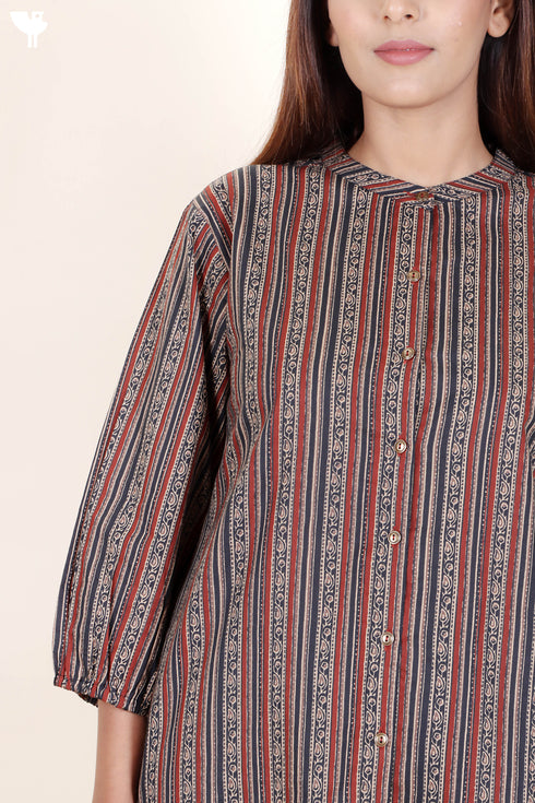 Cambric Cotton Top In Block Print