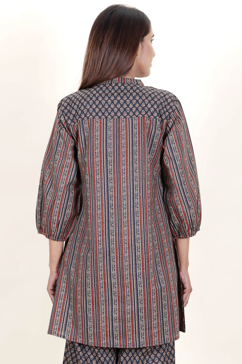 Cambric Cotton Top In Block Print