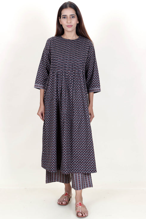 Cambric Cotton Dress In Block Print