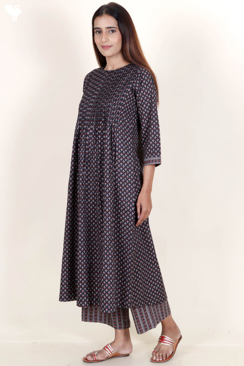 Cambric Cotton Dress In Block Print